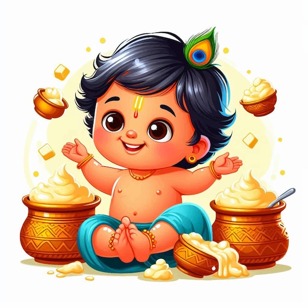 Glückliche Krishna Janmashtami-Vektorillustration