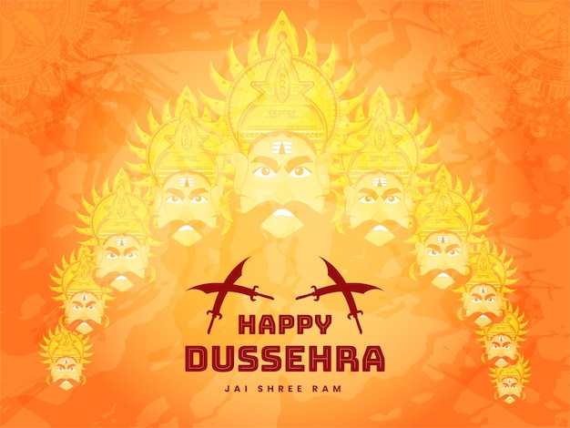 Vektor glückliches dussehra-festival von indien hintergrunddesign-vektorillustration von dashamukha