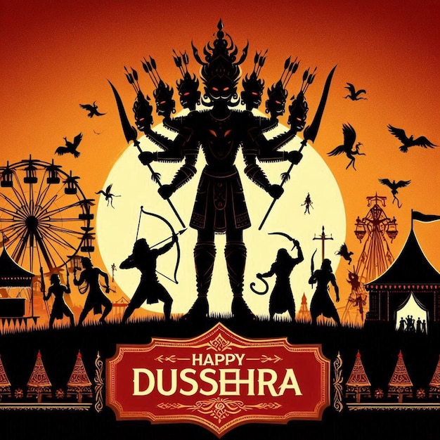 Vektor glückliches dussehra-poster-design