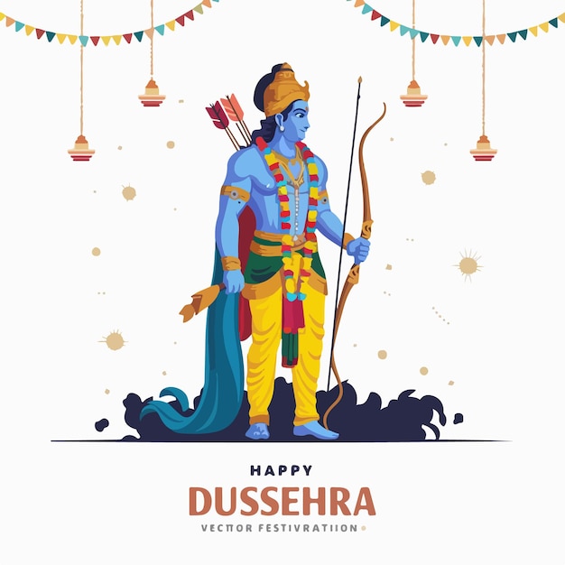 Vektor glückliches dussehra realistisches illustrationskonzept hindu-festival