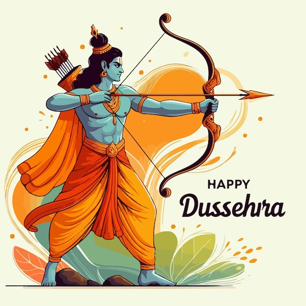 Vektor glückliches dussehra realistisches illustrationskonzept hindu-festival