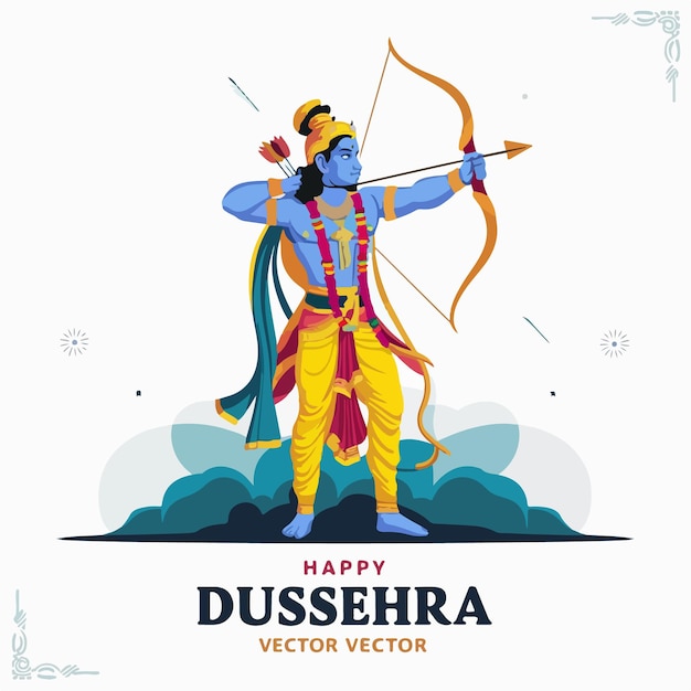 Vektor glückliches dussehra realistisches illustrationskonzept hindu-festival