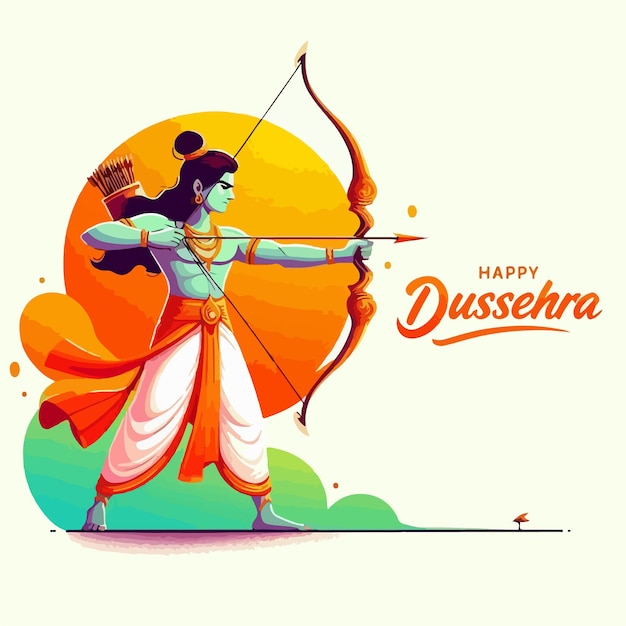 Vektor glückliches dussehra realistisches illustrationskonzept hindu-festival