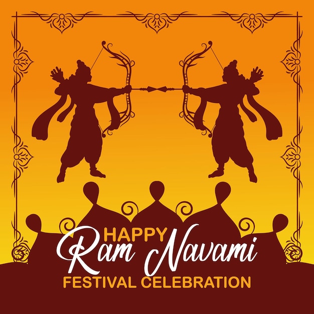 Vektor glückliches ram navami kulturelles banner hindu-festival vertikale post wünsche feier karte ram navami cel