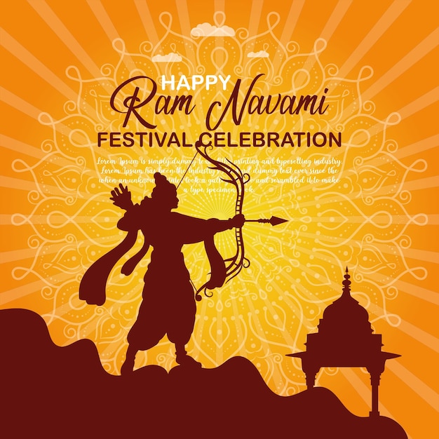 Vektor glückliches ram navami kulturelles banner hindu-festival vertikale post wünsche feier karte ram navami