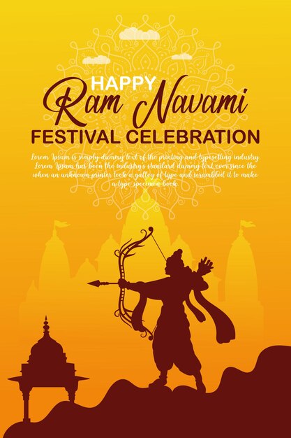 Vektor glückliches ram navami kulturelles banner hindu-festival vertikale post wünsche feier karte ram navami