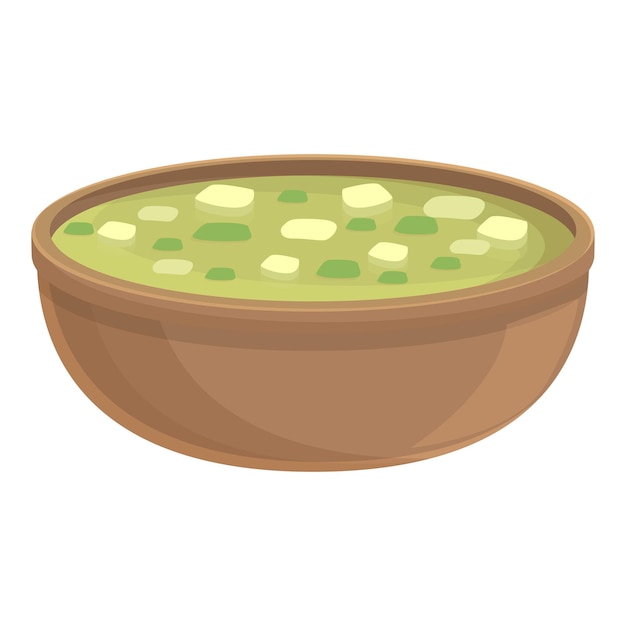 Grüne Suppe-Symbol-Cartoon-Vektor-Reis-Essen-Garnelen-Menü