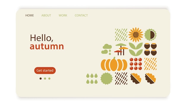 Vektor hallo herbst homepage design herbstformen geometrische bauhaus minimalistische elemente zeitgenössisch