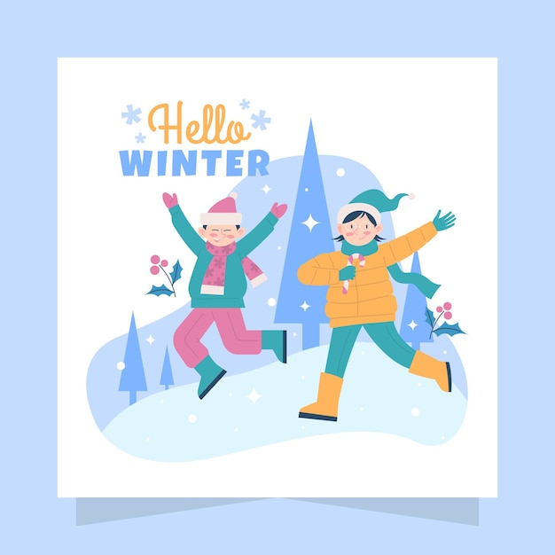 Hallo Winter-Illustrations-Karten-Design