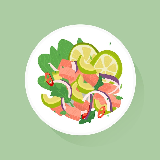 Hand gezeichnete Ceviche-Illustration