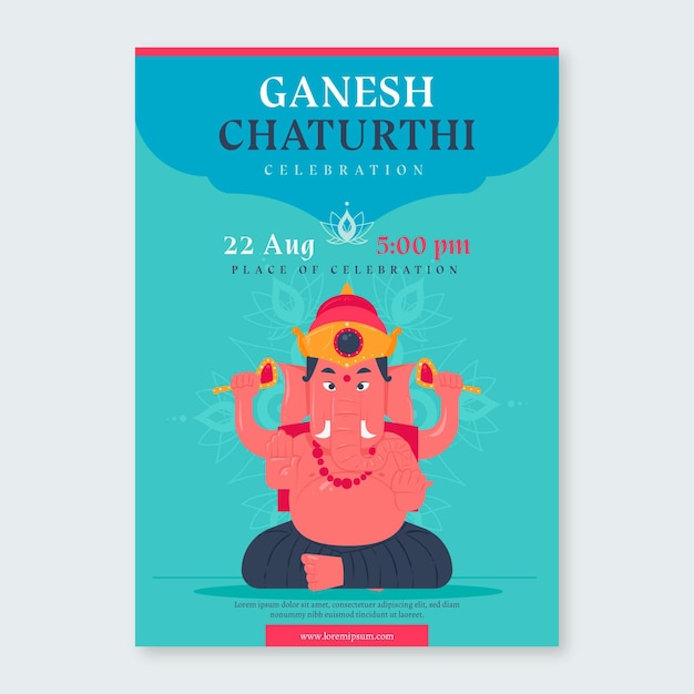 Hand gezeichnetes Ganesh Chaturthi-Plakat