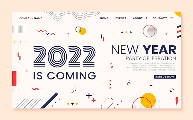 Vektor handgezeichnete flache landingpage-vorlage für das neue jahr