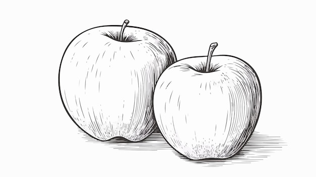 Vektor handgezeichneter gravierungsstil apfel-frucht-sketch-vektor