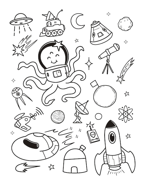 Vektor illustration alien doodle