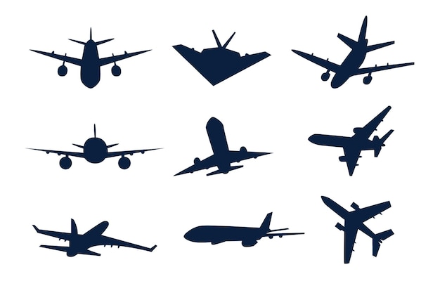 Vektor illustration der silhouette eines flachen flugzeugs