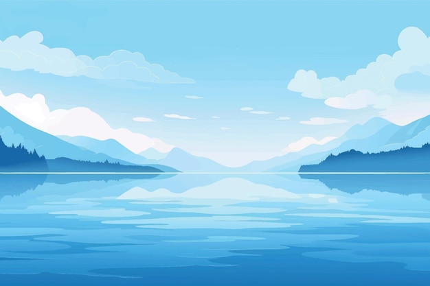 Vektor illustration einer ruhigen bergsee-landschaft