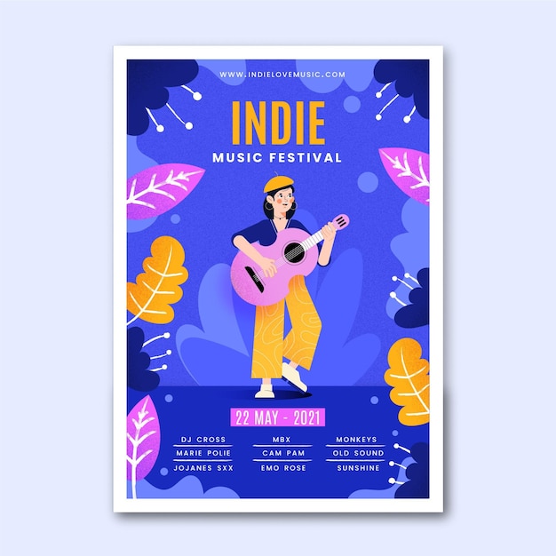 Indie illustrierte Musikereignisplakatschablone