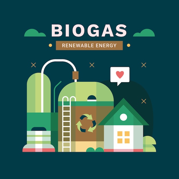 Vektor industrie-biogas-illustration