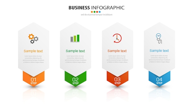 Infografik Geschäftsvorlage mit 4 Schritten