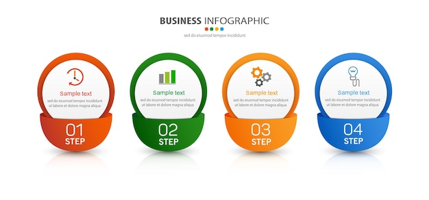 Infografik-Vorlage mit Symbolen und 4 Optionen oder Schritten