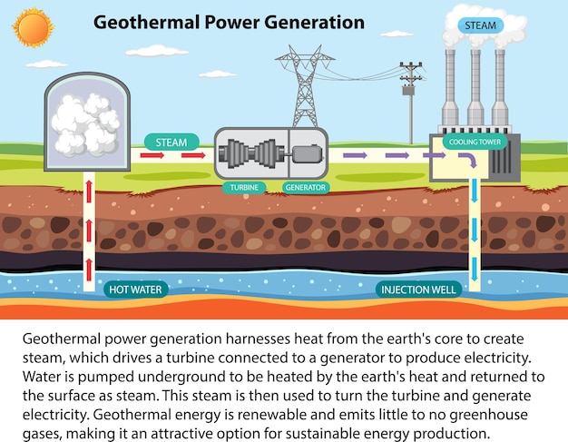 Vektor infografik zur geothermischen stromerzeugung