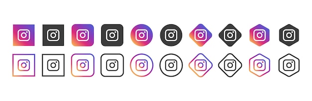 Vektor instagram-logo-symbol in verschiedenen formen symbol für soziale medien