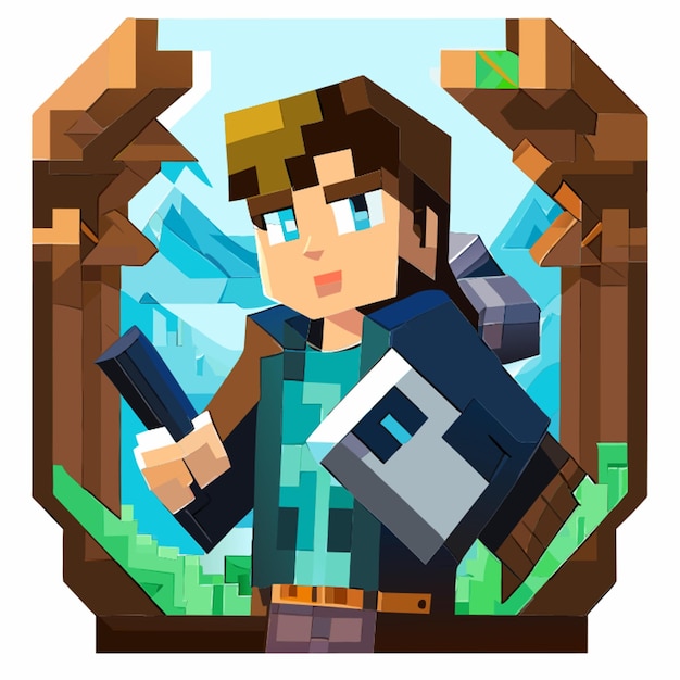 junge Studenten-Minecraft-Vektorillustration