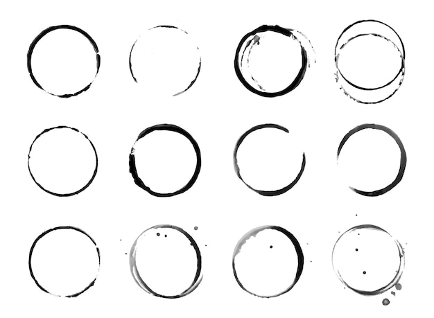 Kaffeetassenkreis schwarze Vektorflecken Runder Ring-Grunge-Fleck