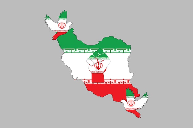 Vektor karte des iran mit der nationalflagge des iran iran flagge vektorgrafik iran landflagge