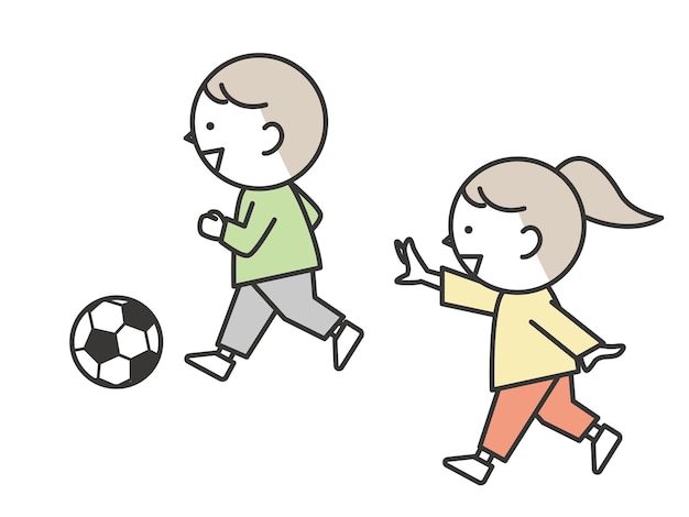 Vektor kinder, die glücklich fußball spielen