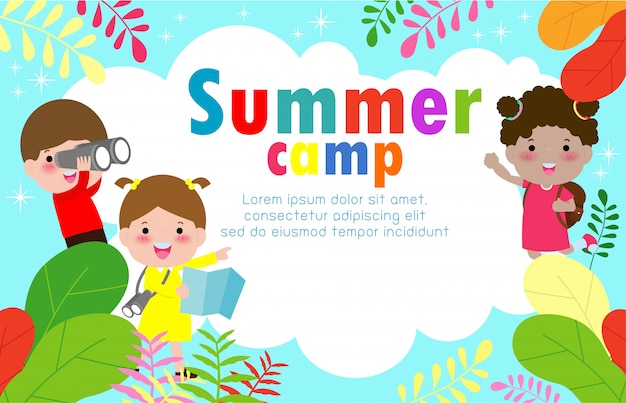 Kinder Sommercamp Bildungsrahmen Illustration