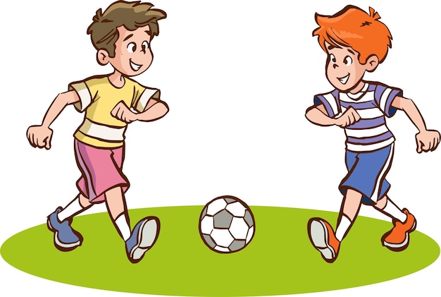 Vektor kinder spielen fußball-cartoon-vektor