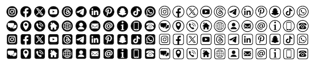 Kontakt-Icon und Social-Media-Icon-Satz