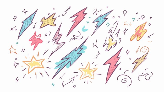 Kreative Lightning Bolt-Auto-Doodles-Illustration