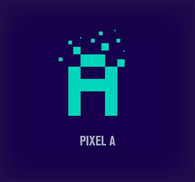 Kreativer Pixel-Buchstabe A-Logo. Einzigartige digitale Pixel-Kunst und Pixel-Explosions-Vorlagenvektor