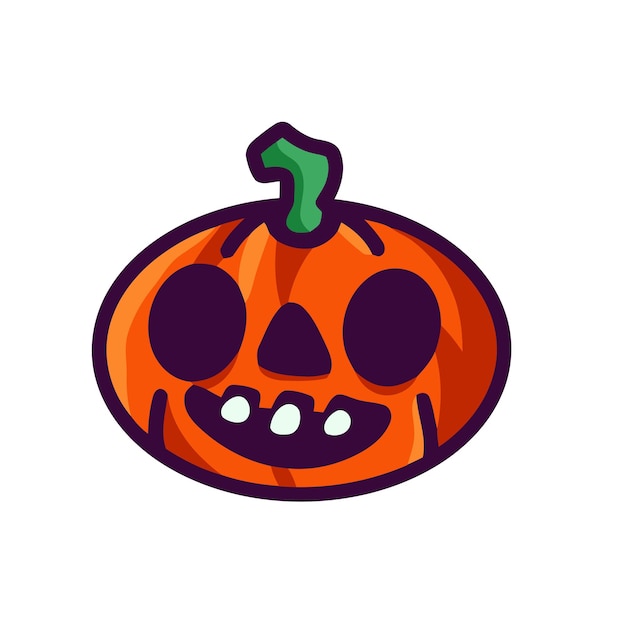 Kürbis-Schädel-Hallowen-Doodle-Symbol