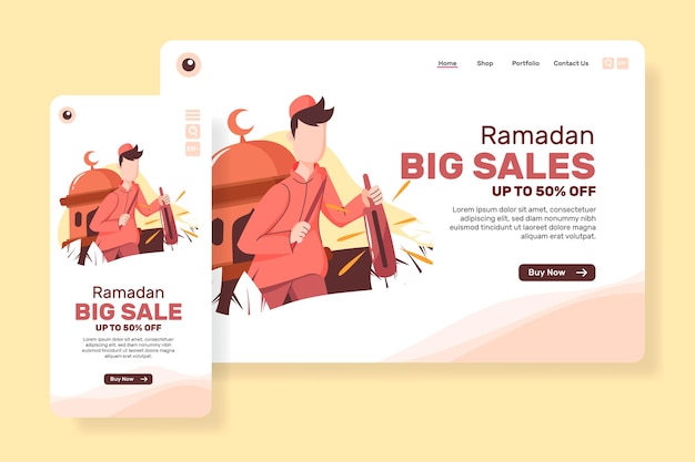 Landing Page Big Sale für Ramadan mit Muslimen