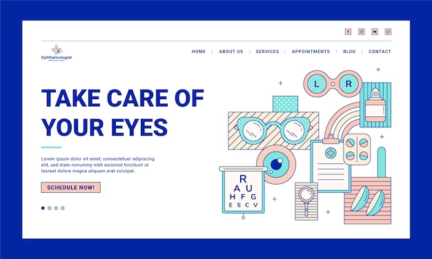 Landing Page für Augenärzte mit flachem Design