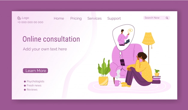 Landingpage-Vorlage für psychologische Online-Dienste