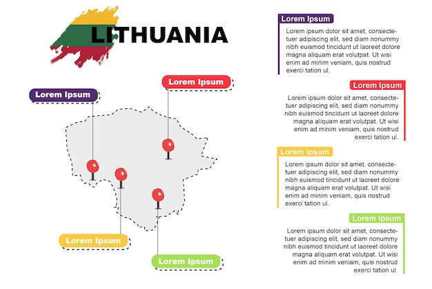 Litauen reisestandort infografik tourismus- und urlaubskonzept beliebte orte litauens