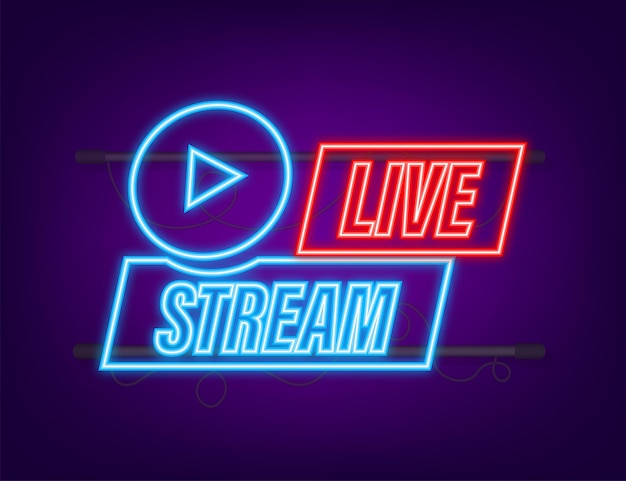 Vektor livestream-logo. neon-symbol. stream-schnittstelle. vektorgrafik auf lager.