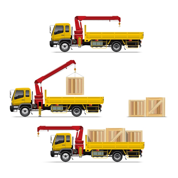 LKW mit gesetzter Illustration des Kranes