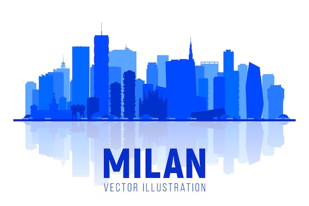 Mailand Italien Stadtsilhouette Skyline auf weißem Hintergrund Geschäftsreise- und Tourismuskonzept mit modernen Gebäuden Bild für Banner oder Website