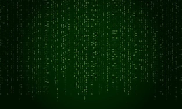 Vektor matrix-code-stream bildschirm mit grünen datencodes