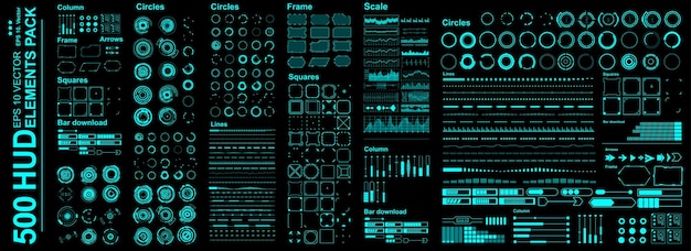 Mega-Set Futuristische Hud-Elemente Futuristische virtuelle grafische Touch-Benutzeroberfläche