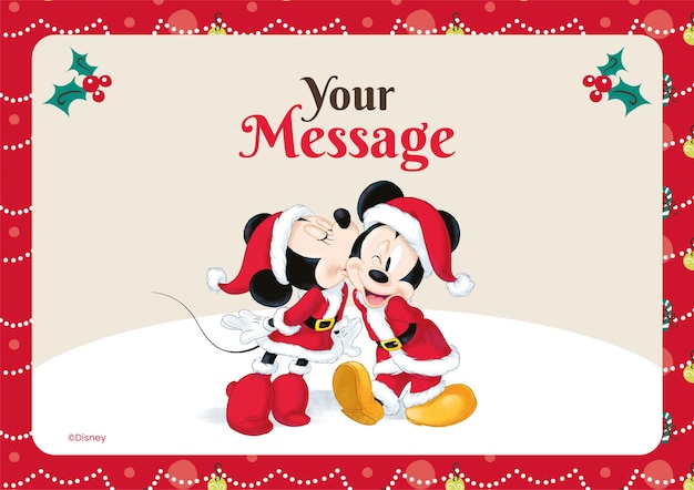 Vektor mickey und minnie maus schöne weihnachtskarte