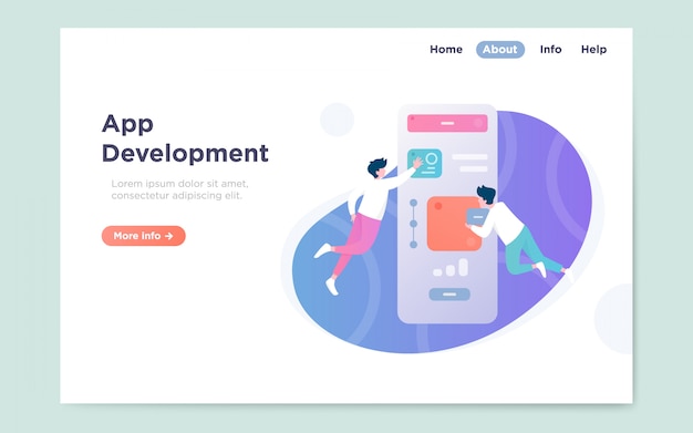 Moderne flache Landingpage der Anwendungsentwicklung