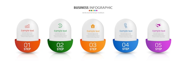 Moderne Geschäftsinfografik-Entwurfsschablone mit 5 Schritten