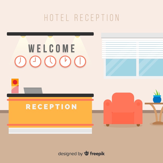 Moderne Hotelrezeption mit flachem Design