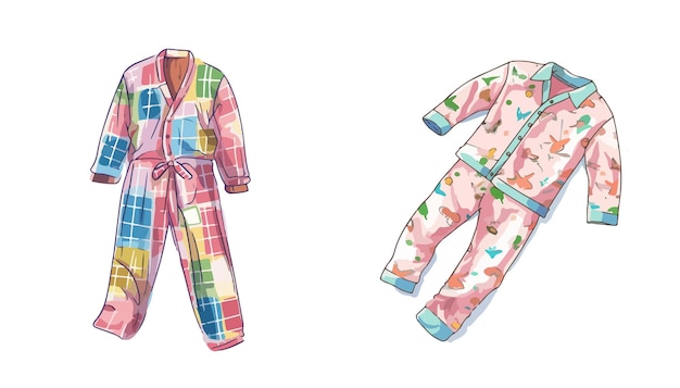 Vektor nachtwäsche pyjama-set-top und jogger-vektor-set-illustration